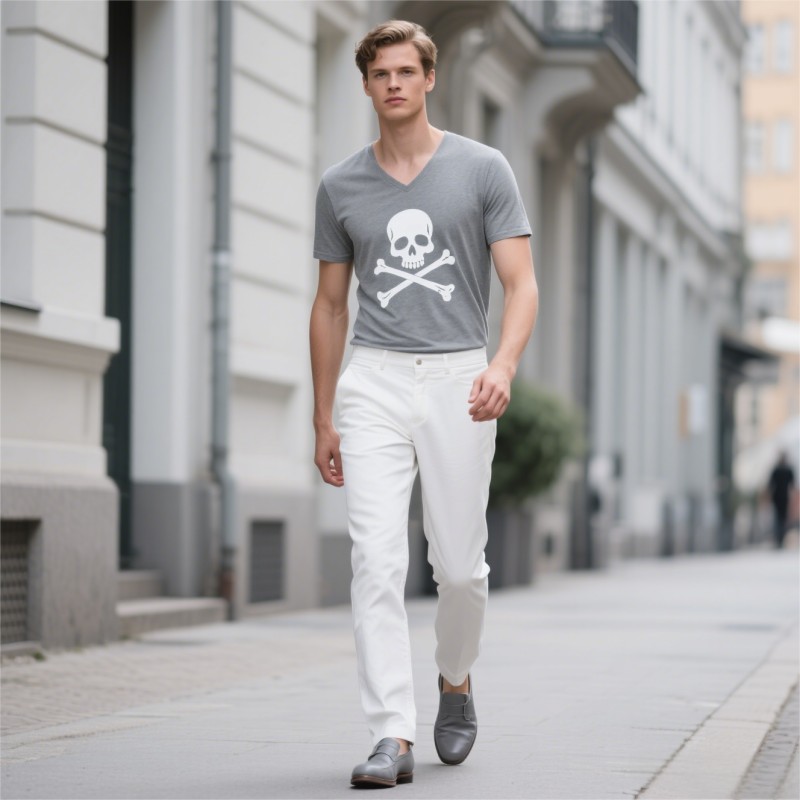 TTgarment OEM Skull and Crossbones Logos Men's Round Neck T-shirt  SCL005