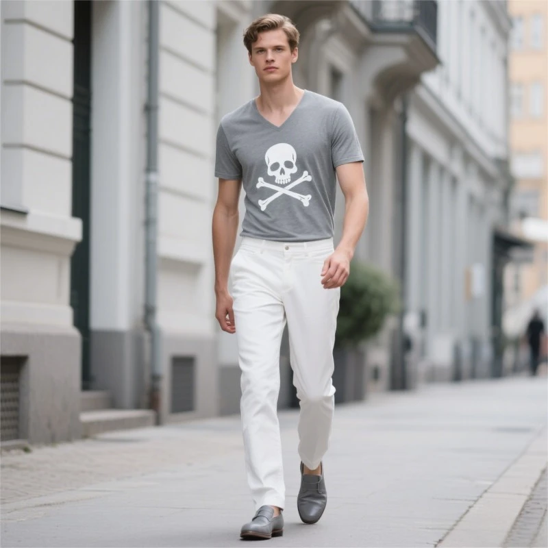 TTgarment OEM Skull and Crossbones Logos Men's Round Neck T-shirt  SCL005