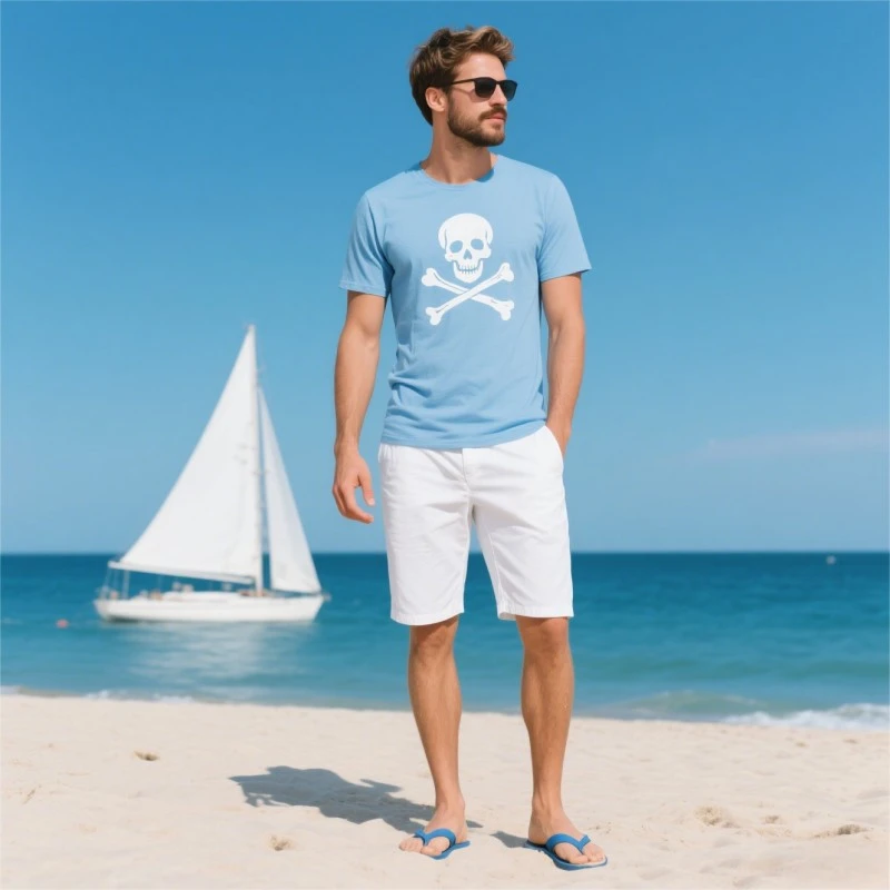 TTgarment Custom Skull and Crossbones Logos Short Sleeves Men's T-shirt  SCL009