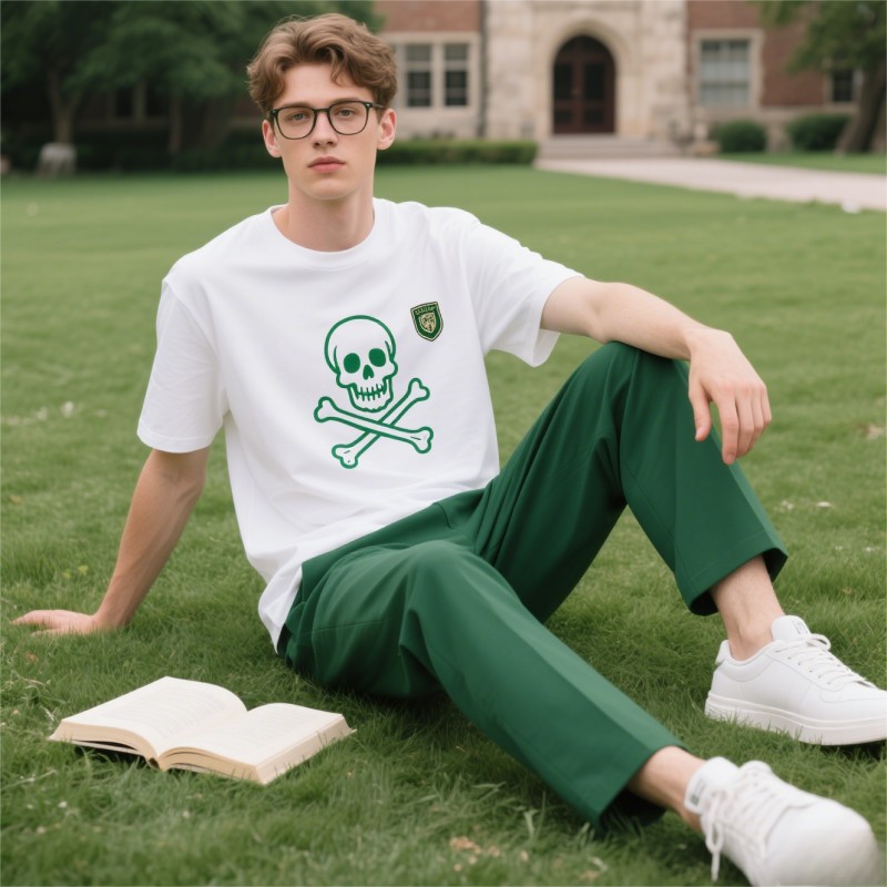 TTgarment Custom Skull and Crossbones Logos Men's T-shirt  SCL0011