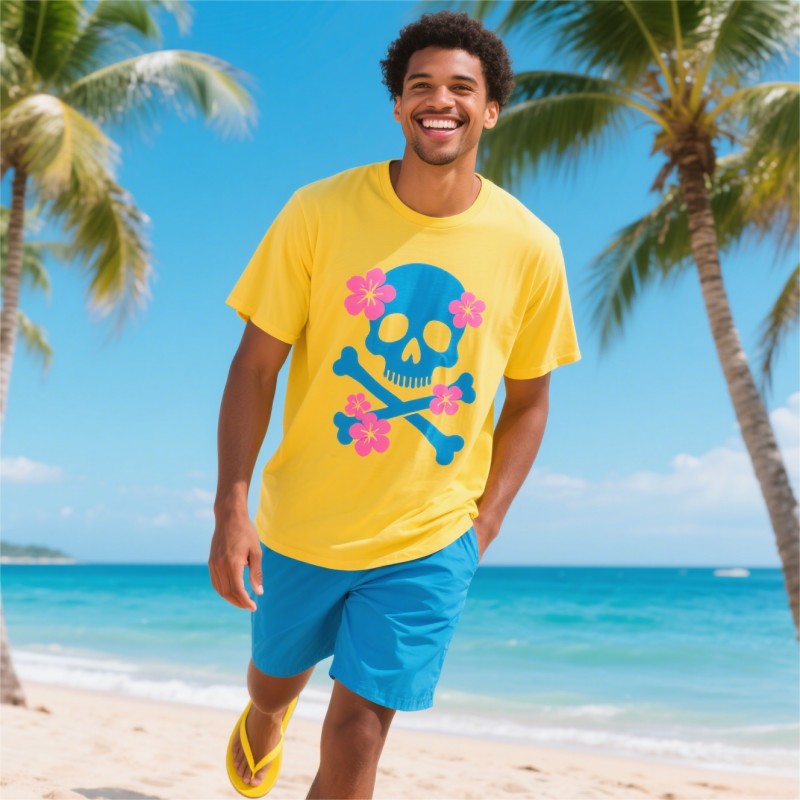TTgarment Custom Skull and Crossbones Logos Men's T-shirt  SCL0012