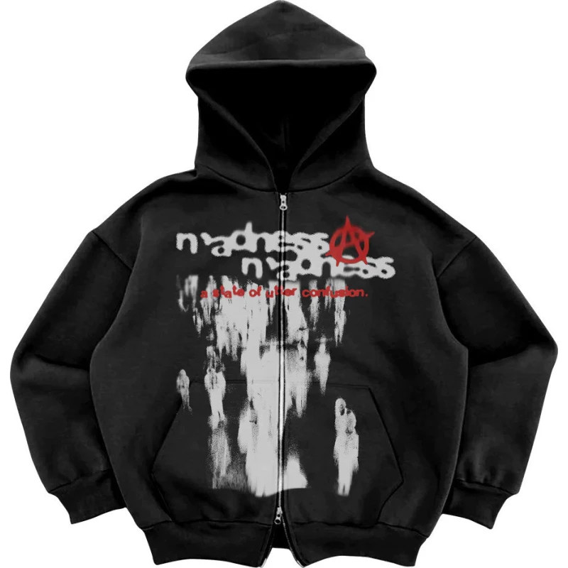 TTgarment Gothic Streetwear Hoodies for Printing Custom Full Face Zip Hoodie GSH001