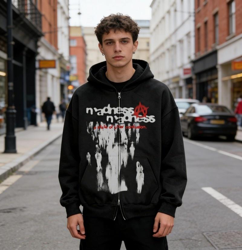 TTgarment Gothic Streetwear Hoodies for Printing Custom Full Face Zip Hoodie GSH001