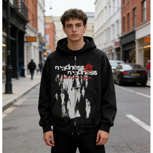 TTgarment Gothic Streetwear Hoodies for Printing Custom Full Face Zip Hoodie GSH001