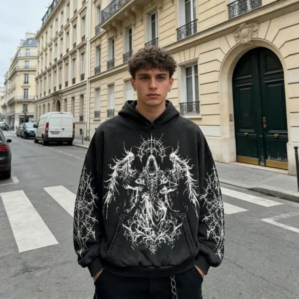 TTgarment Gothic Streetwear Hoodies for Printing Custom Logo Acid Wash GSH004