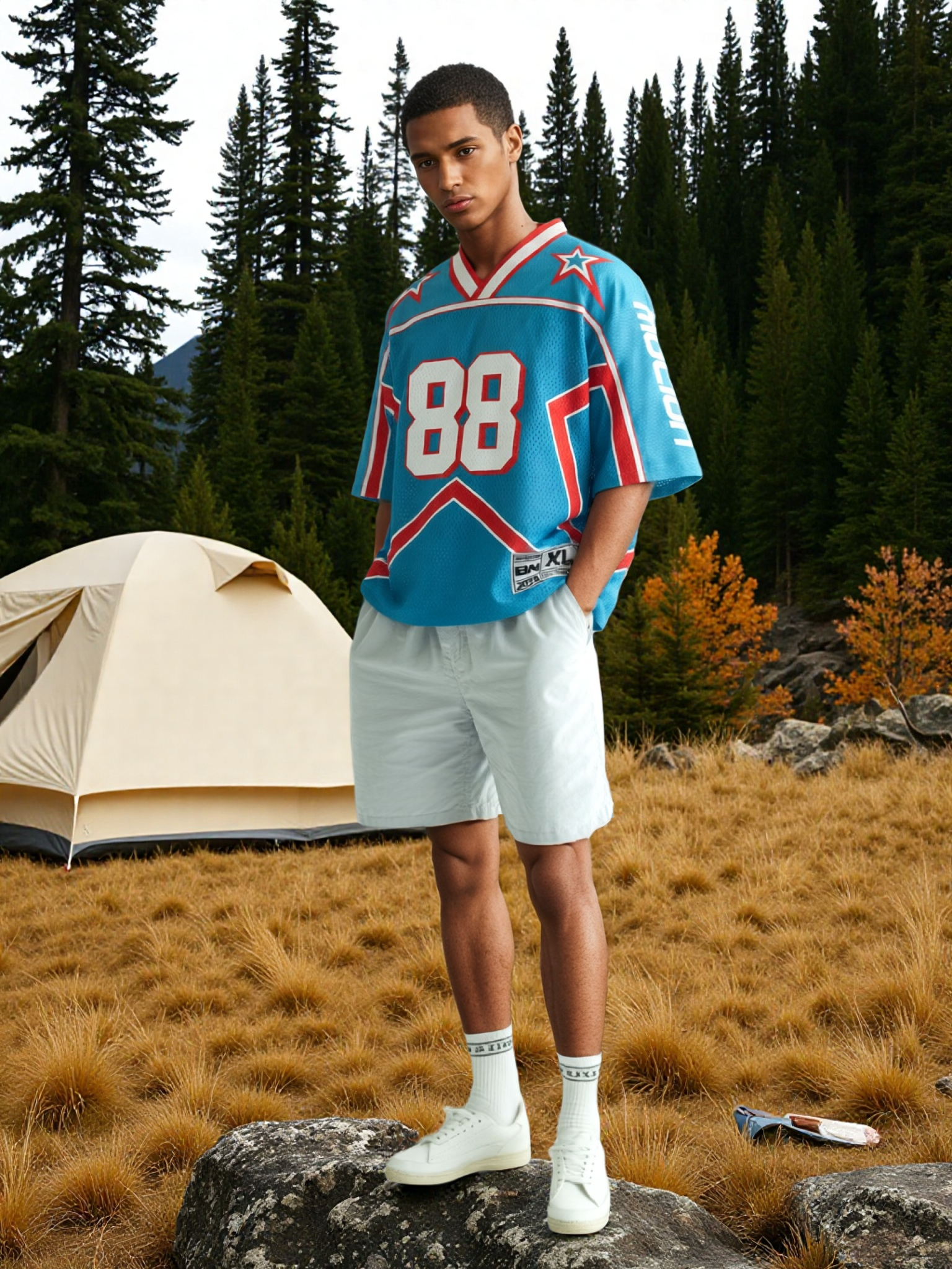 TTgarment Men‘s Baggy Mesh Jersey Shirts T-shirt Tags Logo BMS001