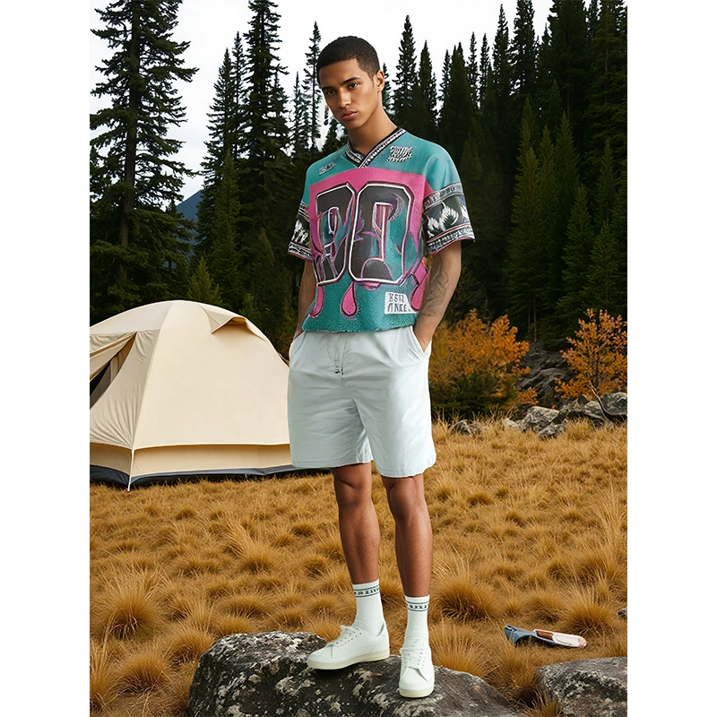 TTgarment Men‘s Baggy Mesh Jersey Shirts T-shirt Tags Logo BMS001-2