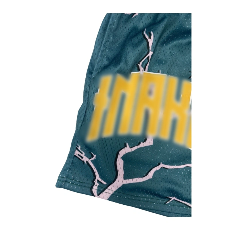 TTgarment  High-street style color-blocked printed mesh athletic shorts, loose and casual five-quarter length pants    U446