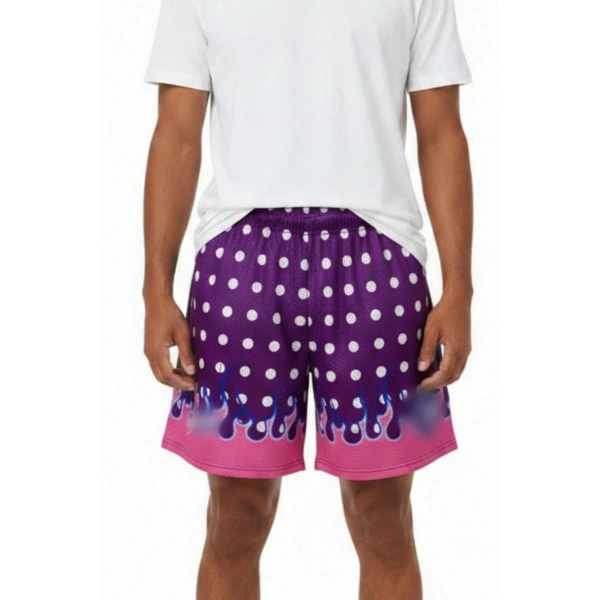 TTgarment  Summer quick-drying color-blocked polka dot flame mesh shorts, American street basketball shorts   U448