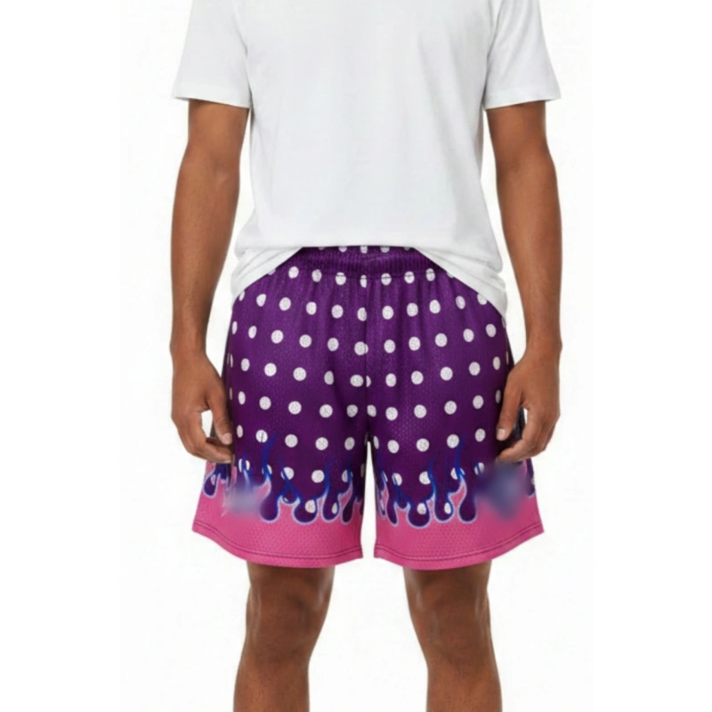 TTgarment  Summer quick-drying color-blocked polka dot flame mesh shorts, American street basketball shorts   U448