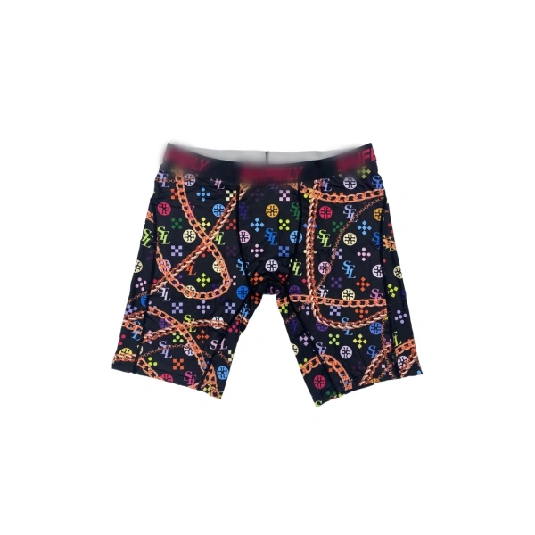 TTgarment  Men's swim trunks with colorful chain print, quick-drying, stretchy, mid-rise, boxer briefs  TF086