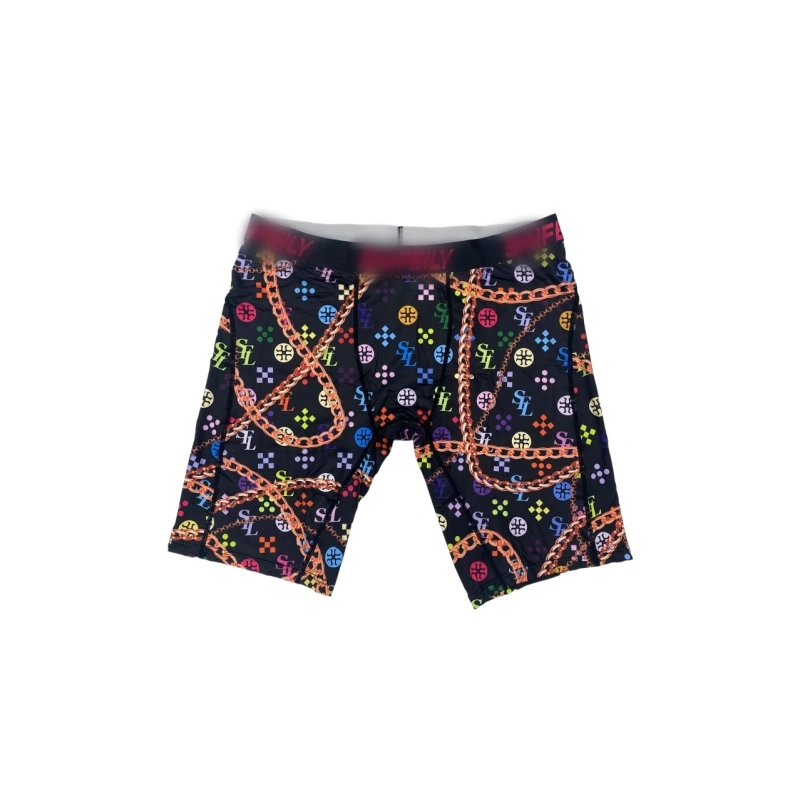 TTgarment  Men's swim trunks with colorful chain print, quick-drying, stretchy, mid-rise, boxer briefs  TF086