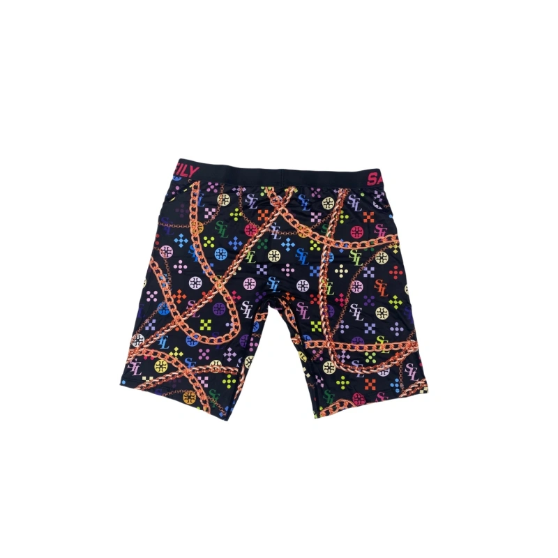 TTgarment  Men's swim trunks with colorful chain print, quick-drying, stretchy, mid-rise, boxer briefs  TF086