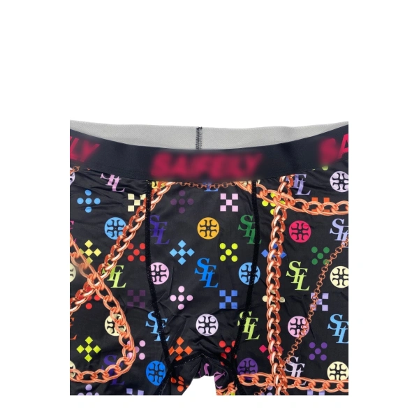 TTgarment  Men's swim trunks with colorful chain print, quick-drying, stretchy, mid-rise, boxer briefs  TF086