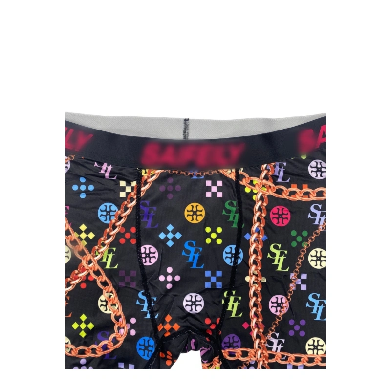 TTgarment  Men's swim trunks with colorful chain print, quick-drying, stretchy, mid-rise, boxer briefs  TF086