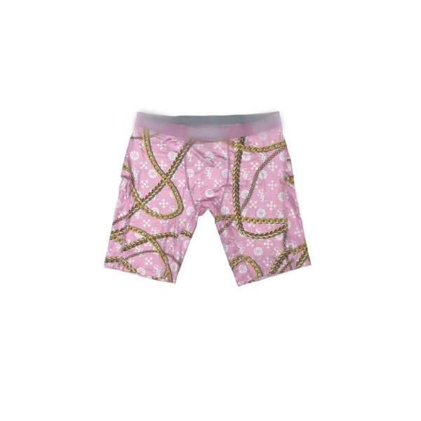 TTgarment  Pink floral chain men's boxer briefs, unique and breathable sports swim trunks  TF087