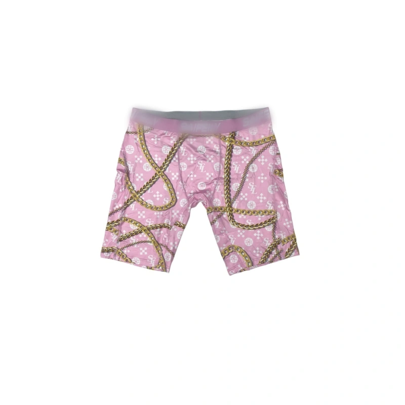 TTgarment  Pink floral chain men's boxer briefs, unique and breathable sports swim trunks  TF087