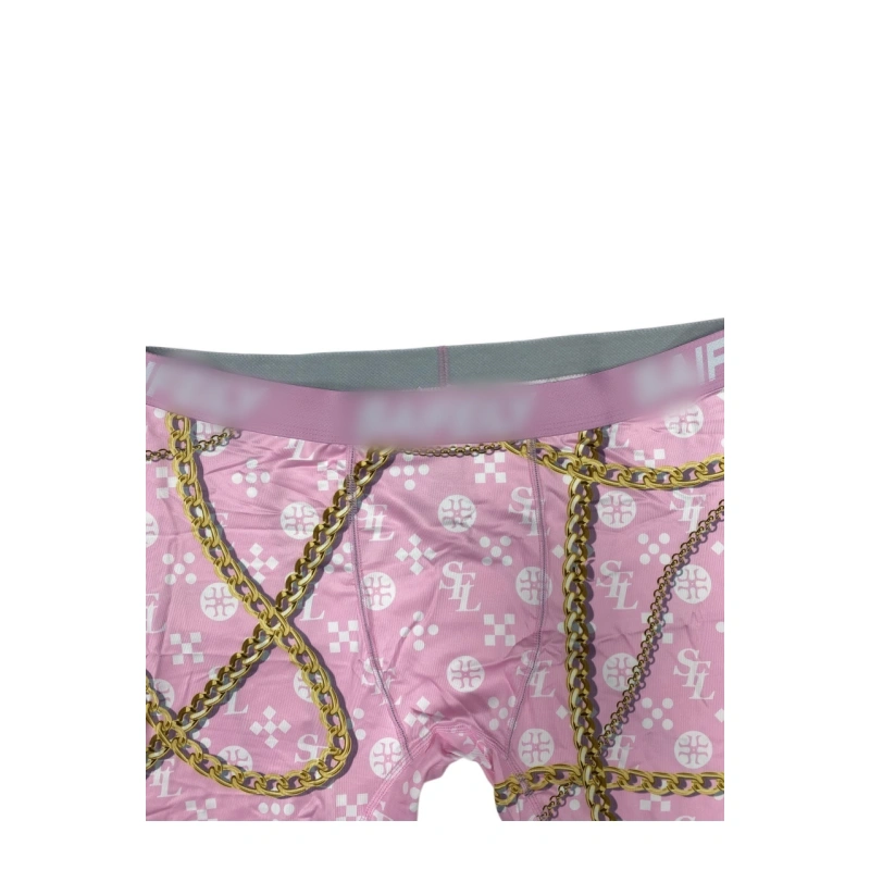TTgarment  Pink floral chain men's boxer briefs, unique and breathable sports swim trunks  TF087