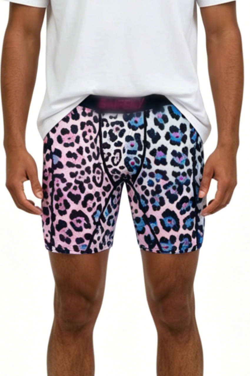TTgarment Gradient leopard print men's swim trunks, ice silk quick-drying breathable sports boxer shorts  TF088