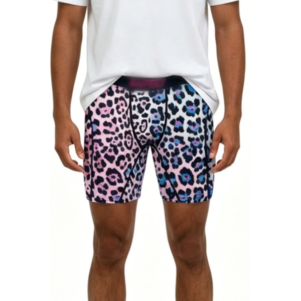 TTgarment Gradient leopard print men's swim trunks, ice silk quick-drying breathable sports boxer shorts  TF088