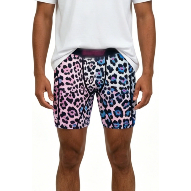 TTgarment Gradient leopard print men's swim trunks, ice silk quick-drying breathable sports boxer shorts  TF088
