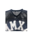 TTgarment   Black openwork mesh V-neck cropped T-shirt, American retro print sports cover-up  T1210