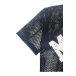 TTgarment   Black openwork mesh V-neck cropped T-shirt, American retro print sports cover-up  T1210