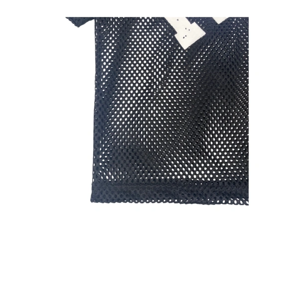 TTgarment   Black openwork mesh V-neck cropped T-shirt, American retro print sports cover-up  T1210