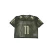 TTgarment  Green summer American style mesh V-neck cropped T-shirt, street style printed hot girl top  T1211