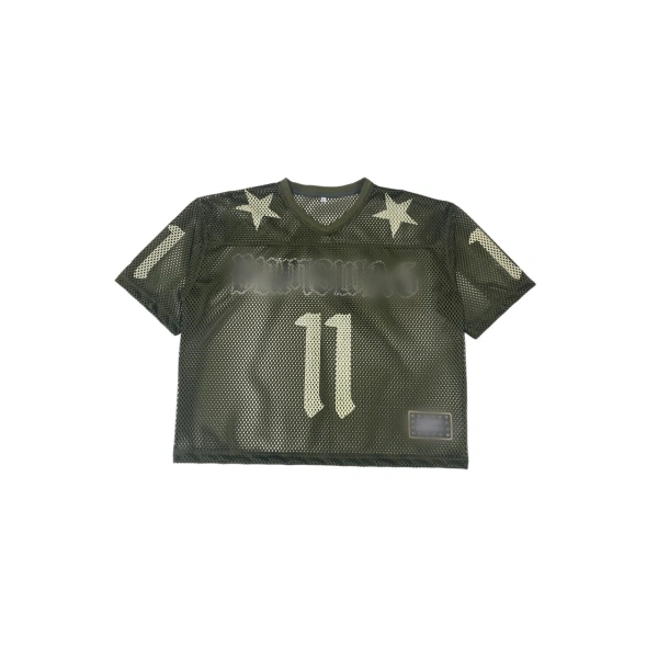 TTgarment  Green summer American style mesh V-neck cropped T-shirt, street style printed hot girl top  T1211