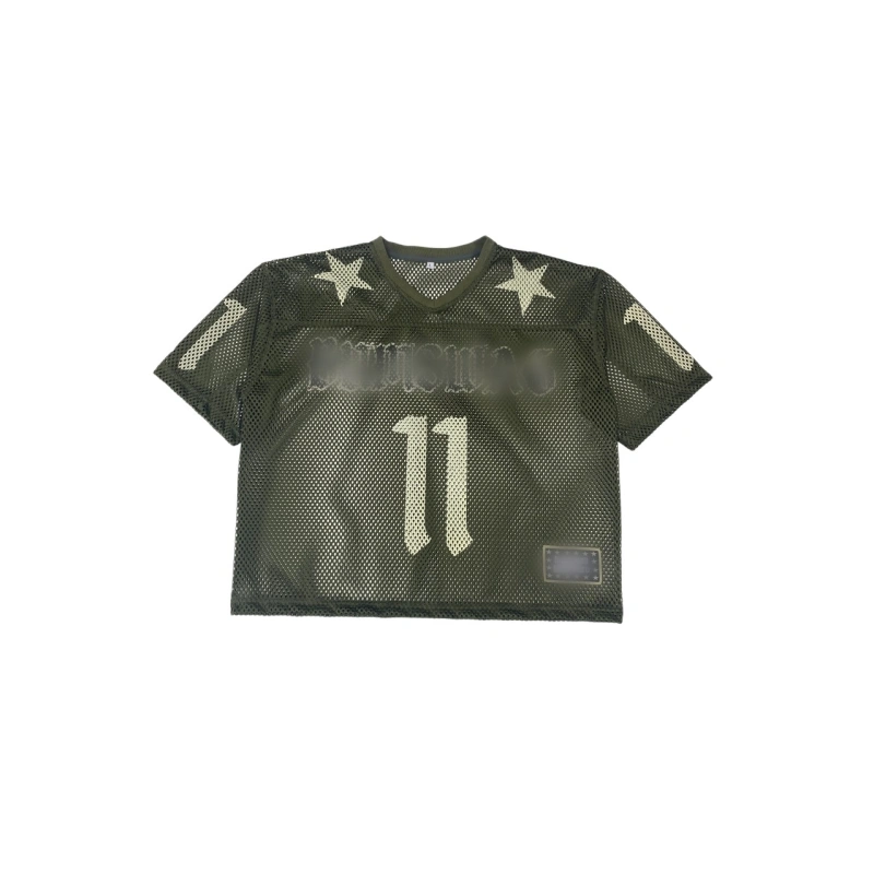 TTgarment  Green summer American style mesh V-neck cropped T-shirt, street style printed hot girl top  T1211