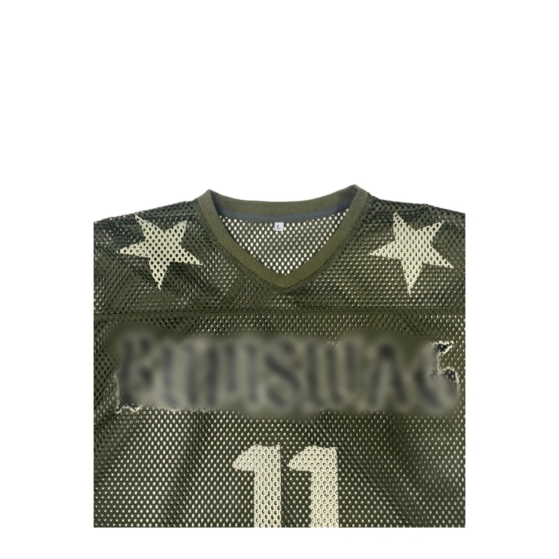 TTgarment  Green summer American style mesh V-neck cropped T-shirt, street style printed hot girl top  T1211