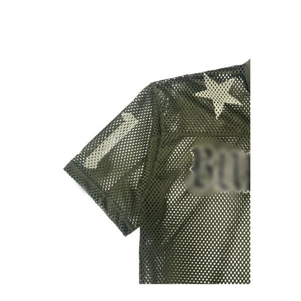 TTgarment  Green summer American style mesh V-neck cropped T-shirt, street style printed hot girl top  T1211