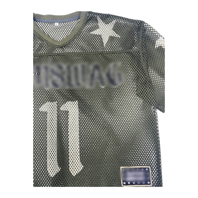 TTgarment  Green summer American style mesh V-neck cropped T-shirt, street style printed hot girl top  T1211