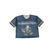 TTgarment  Summer Blue Mesh V-Neck Short-Sleeve T-Shirt with Cartoon Print  T1212