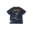 TTgarment  Washed black graffiti print T-shirt, retro loose top  T1213