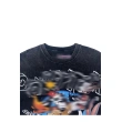 TTgarment  Washed black graffiti print T-shirt, retro loose top  T1213