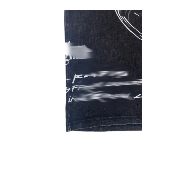 TTgarment  Washed black graffiti print T-shirt, retro loose top  T1213