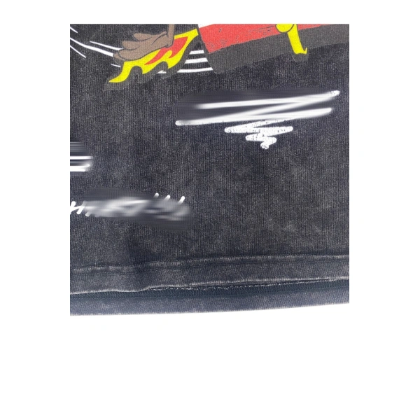 TTgarment  Washed black graffiti print T-shirt, retro loose top  T1213
