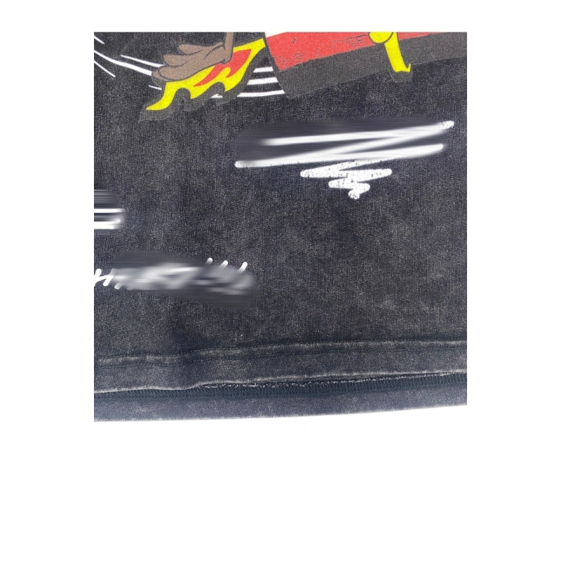 TTgarment  Washed black graffiti print T-shirt, retro loose top  T1213