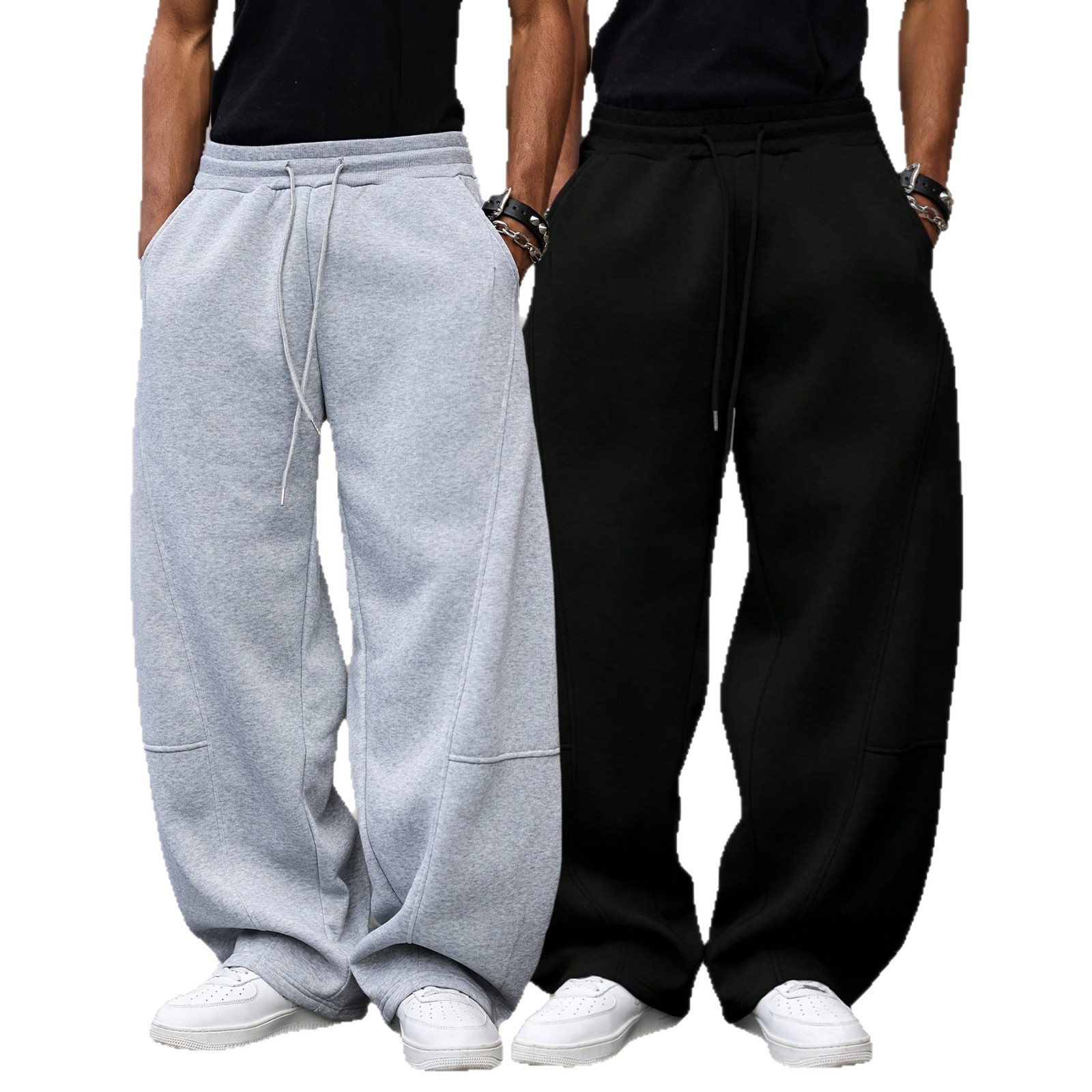 TTgarment Men's Black Cotton Drawstring Sweatpants Full Length  BGS002-1