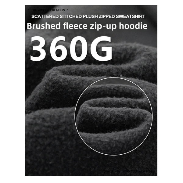 TTgarment Custom Made Black Baggy Double-Zipper Hooded Sweatshirt for Men BGS004-1