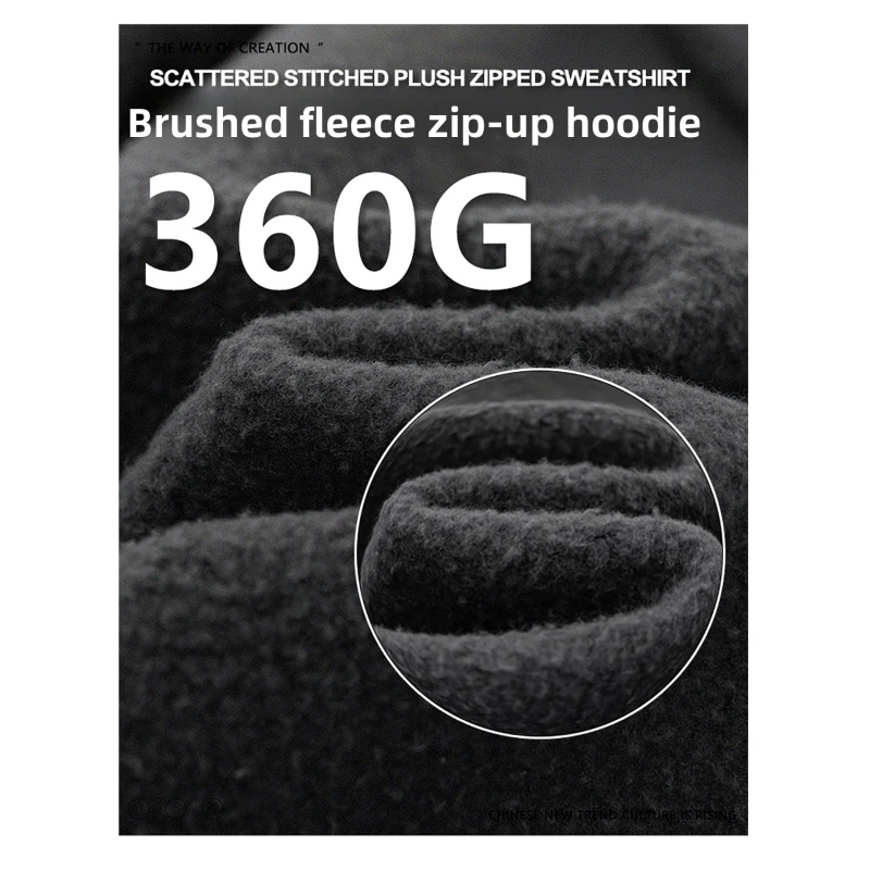 TTgarment Custom Made Black Baggy Double-Zipper Hooded Sweatshirt for Men BGS004-1