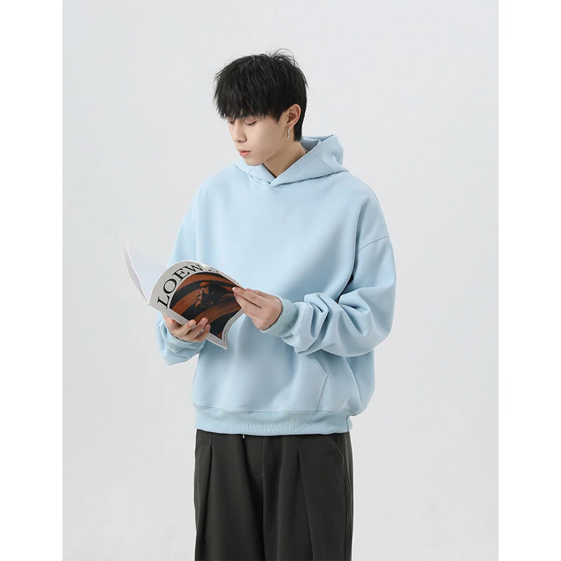 TTgarment Baggy Blue Washed Distressed Hooded Sweatshirt for Unisex BGS006-1