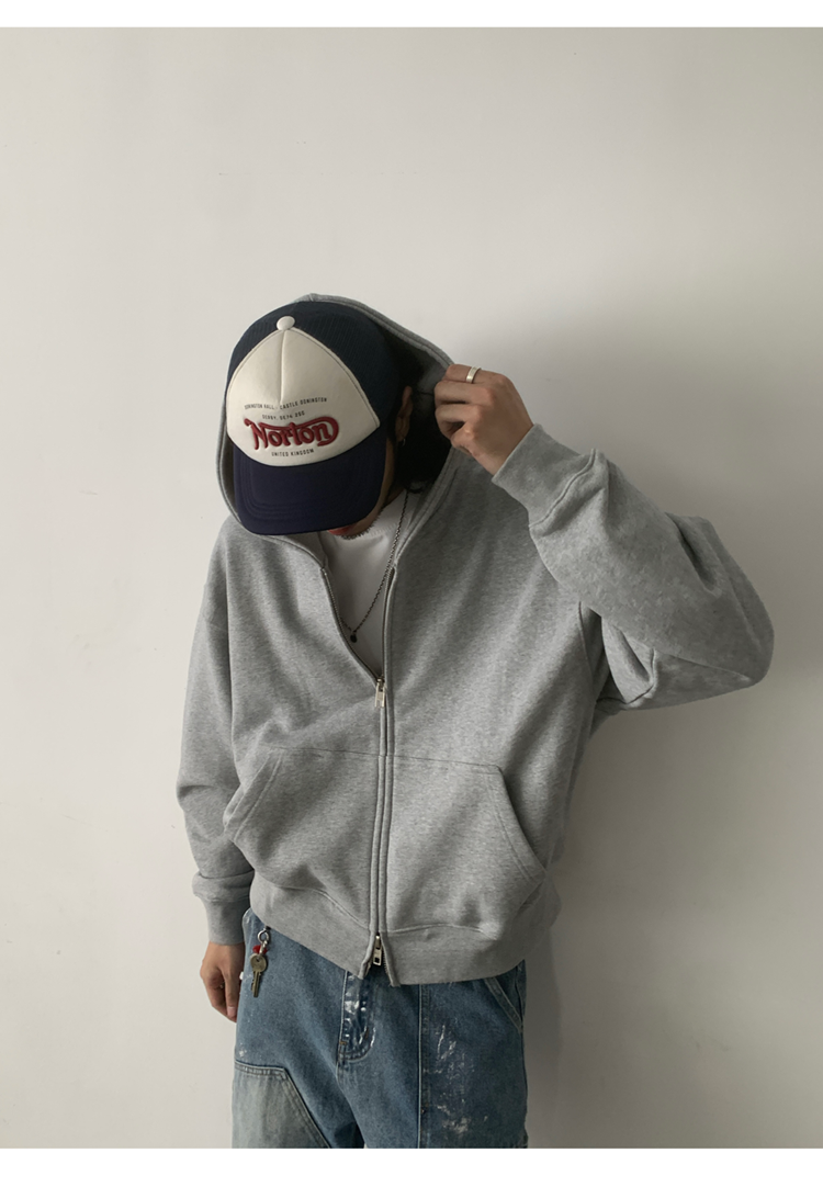 TTgarment Custom Made Baggy Short Wide Zip-up Hoodie Unisex Trendy Brand BGS009