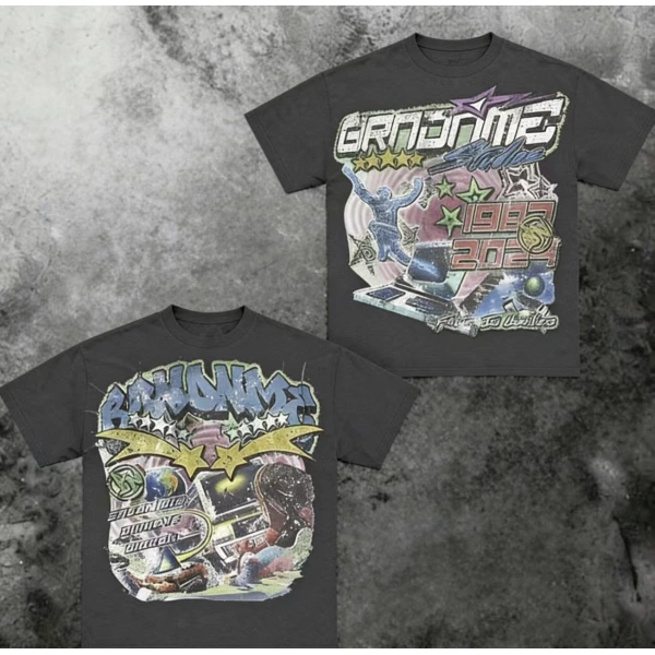 TTgarment Custom Made Y2k Graffiti Print Trendy Brand Oversized Loose Couple T-shirt GPT006