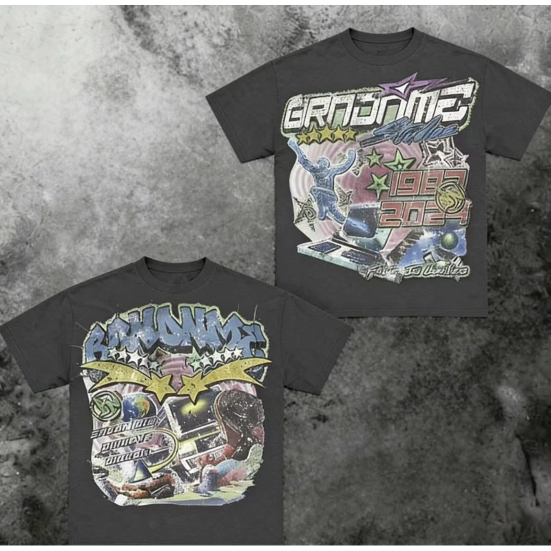 TTgarment Custom Made Y2k Graffiti Print Trendy Brand Oversized Loose Couple T-shirt GPT006