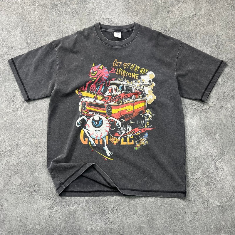 TTgarment Acid-washed T-shirts Custom Blank Cotton Direct-print  GPT008