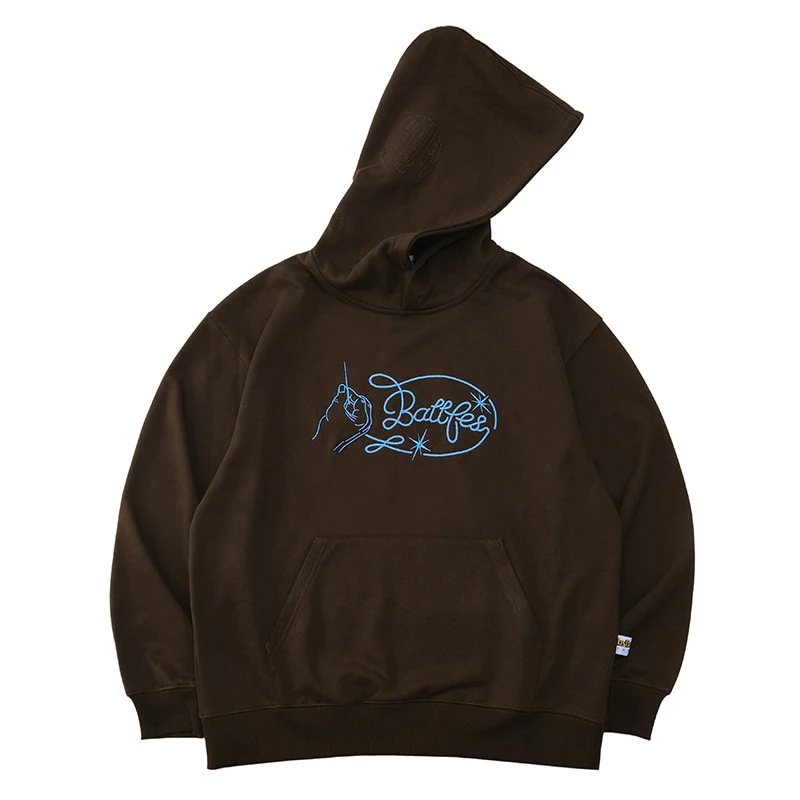 TTgarment Men's Oversized Hoodies Chain Stitch Logo Pullover Hoodie CSL004