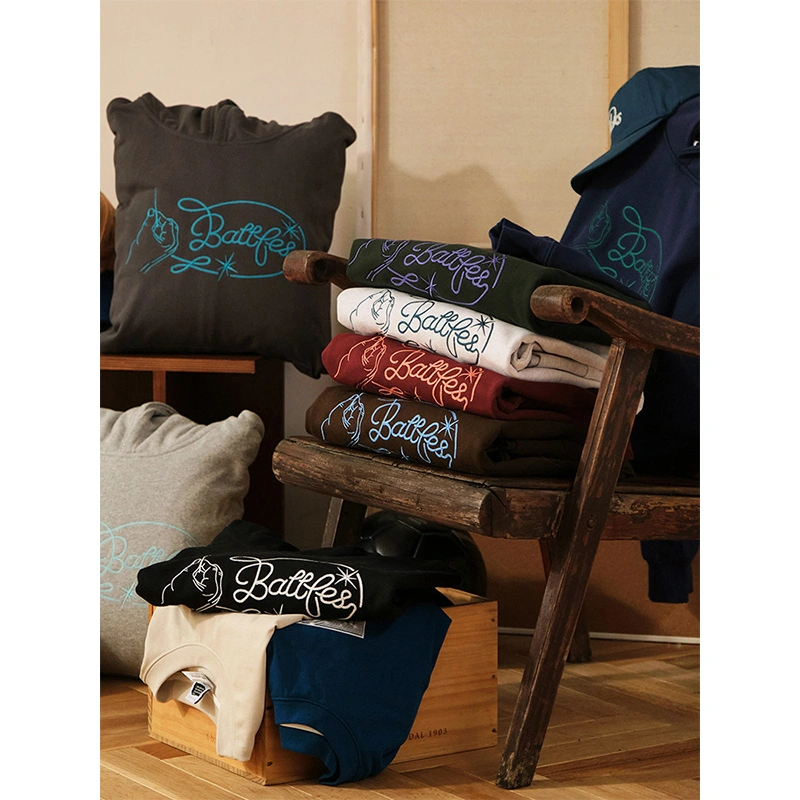 TTgarment Men's Oversized Hoodies Chain Stitch Logo Pullover Hoodie CSL004